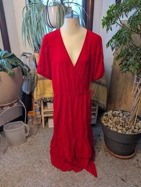 Knox Rose SS Rayon Wrap Maxi Dress Sz Lg